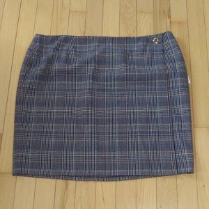 NWT Calvin Klein career faux wrap short skirt Dry Clean only classic plaid
